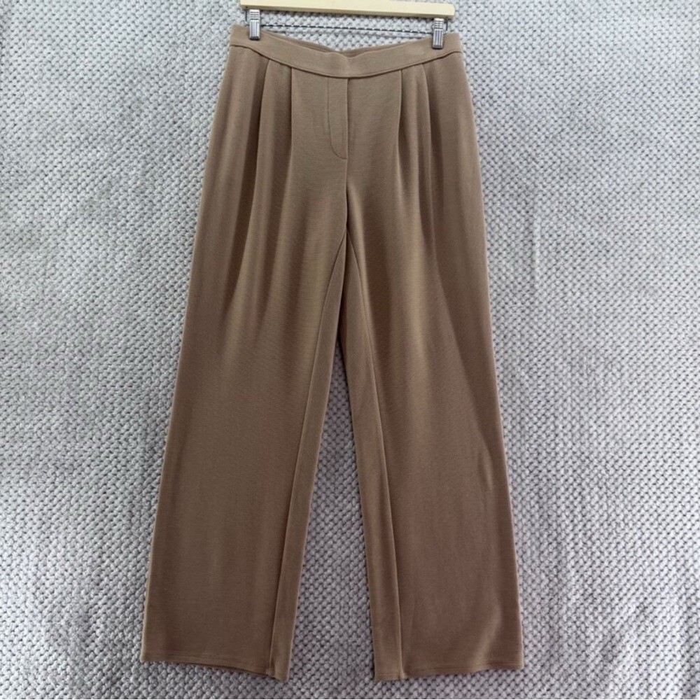 J Jill Wherever Collection Pants Womens S Beige Pull On Wide Leg Pleated Pockets